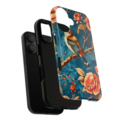 Bird & Floral Phone Case, Tough Cases for Nature Lovers, Gift for Her, Customizable Design, Vibrant Tech Accessories