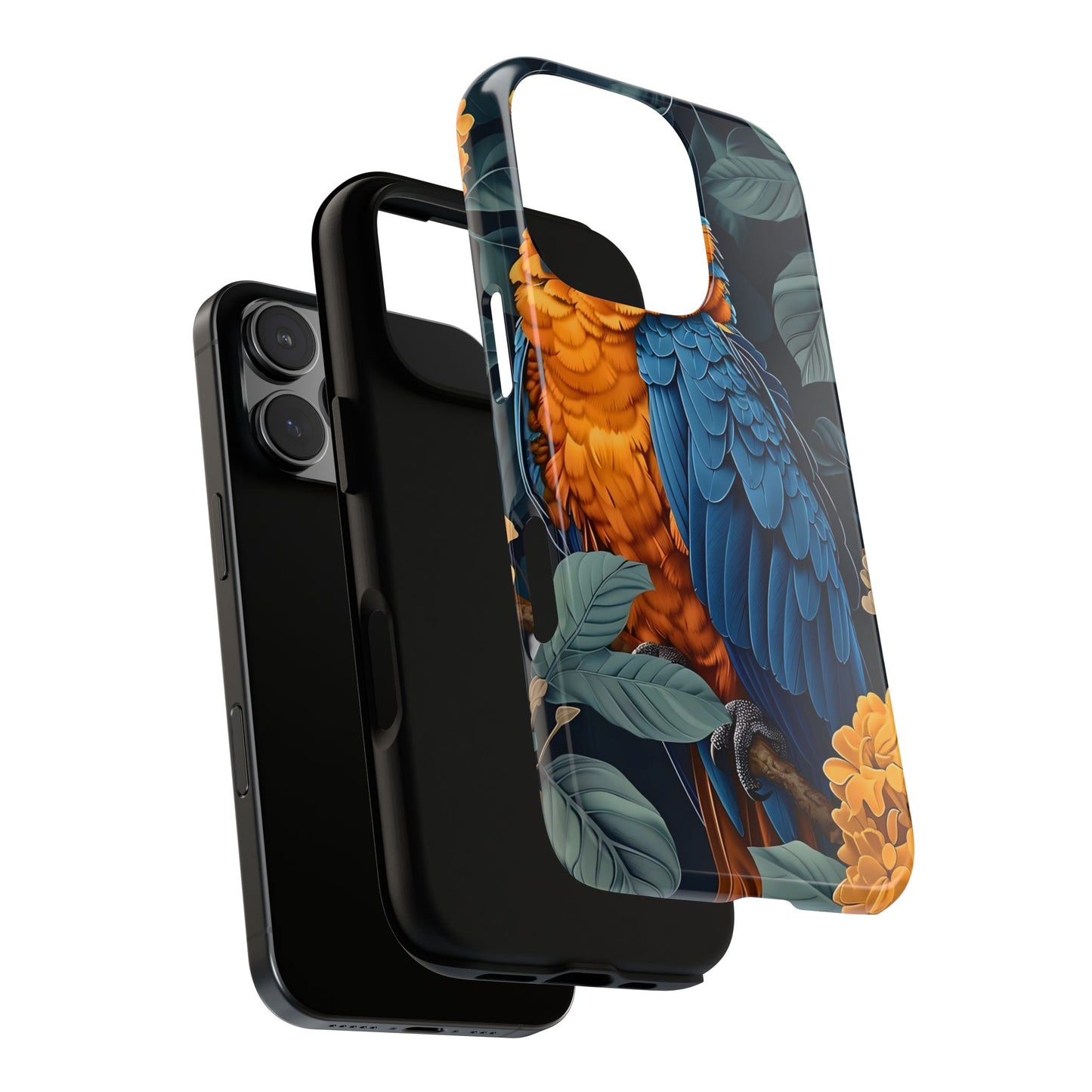 Tropical Parrot Phone Case - Tough Cases, Colorful Phone Cover, Nature Lover Gift, Floral Design, Bird Lover Accessory