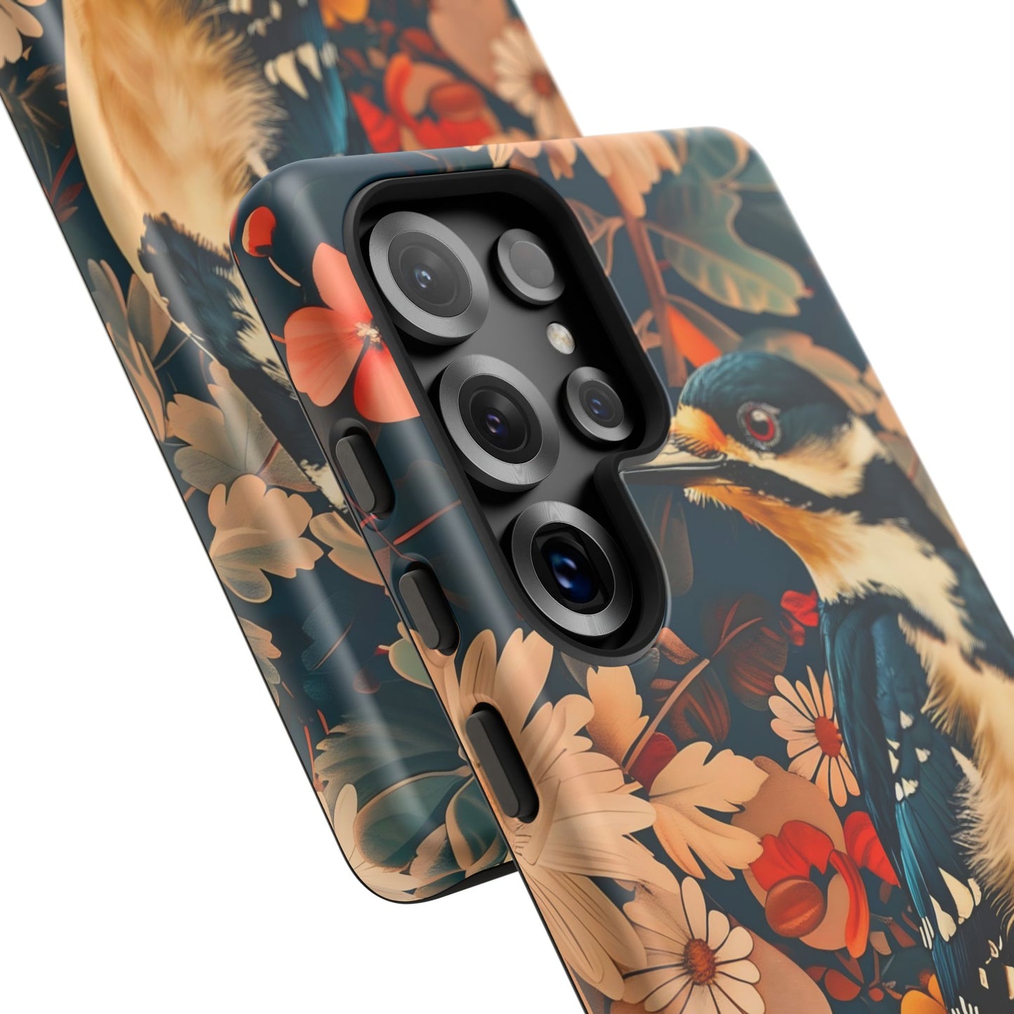 Artistic Bird Phone Case, Unique Tough Cases for Nature Lovers, Floral Design, Cute Gift, Customized Phone Accessories