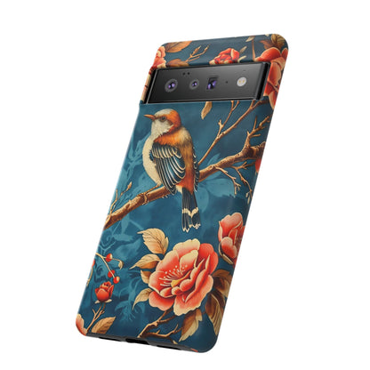Bird & Floral Phone Case, Tough Cases for Nature Lovers, Gift for Her, Customizable Design, Vibrant Tech Accessories