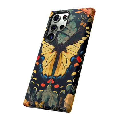 Butterfly Floral Phone Case, Art-inspire Tough Case, Gift for Nature Lovers, Butterfly Pattern Cover, Eco-Friendly Mobile Accessory