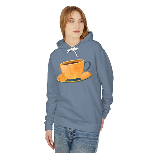 Unisex Lightweight Hooded Sweatshirt - Elegant British Tea Cup - Classic Tea Time Style
