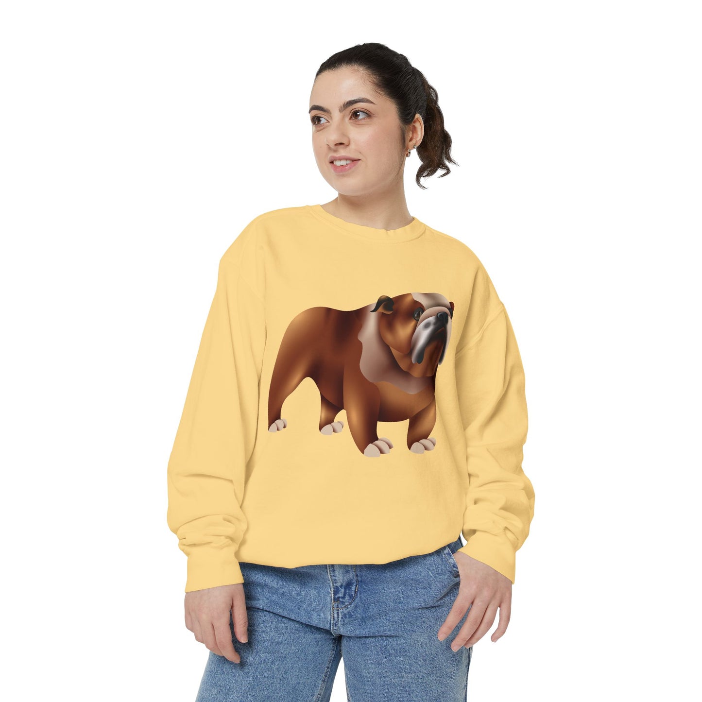 Unisex Garment-Dyed Sweatshirt - Adorable British Dog