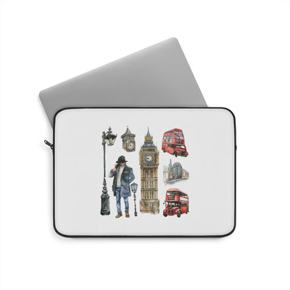London-Inspired Laptop Sleeve, Stylish Computer Case for Travelers, Gift for Students, Unique Office Accessory, Cozy Design for Tech Lovers