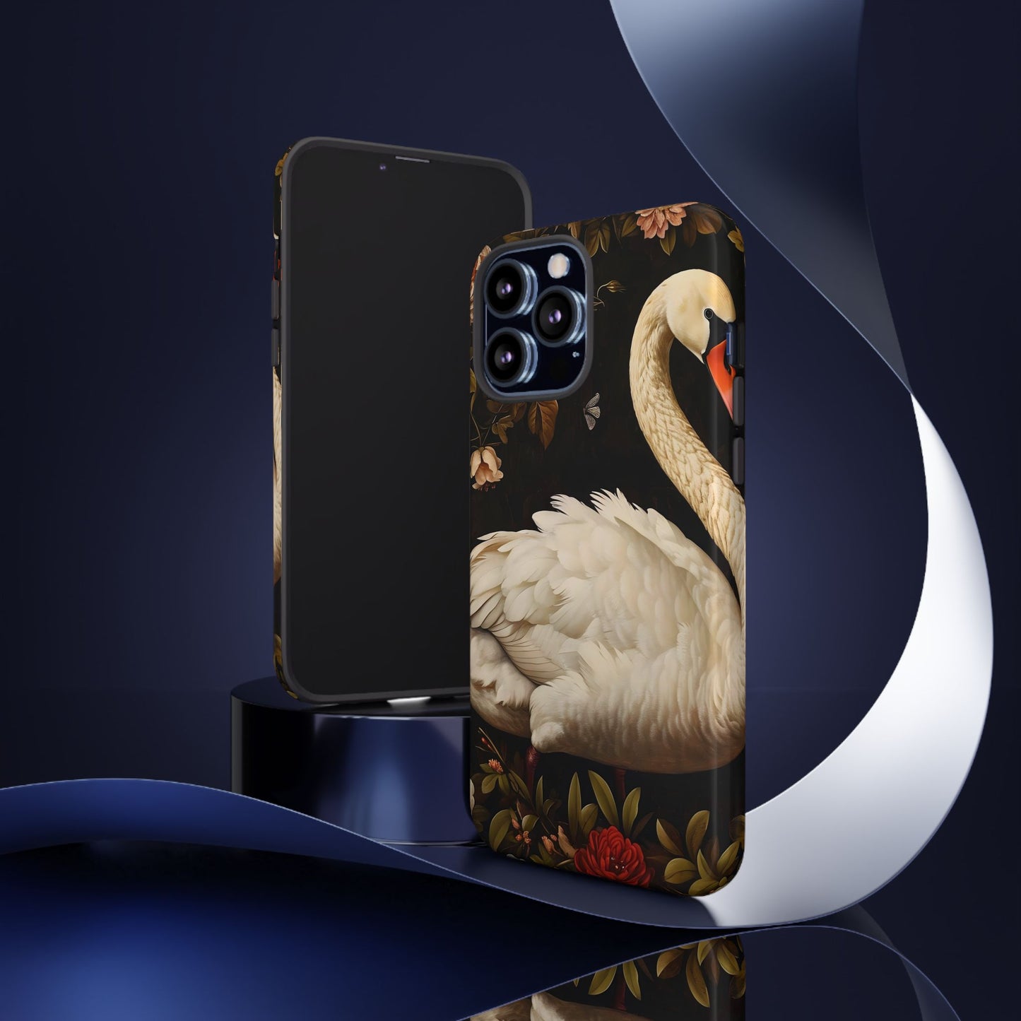 Elegant Swan Phone Case, Floral iPhone Cover, Tough Phone Case, Gift for Her, Nature Lover, Mother's Day, Birthday