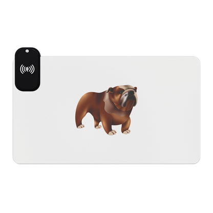 British Bulldog Illustration - LED Gaming Mouse Pad with Wireless Charging - Stylish & Functional Desk Accessory for Gamers, College Students, Home Office, Gifts