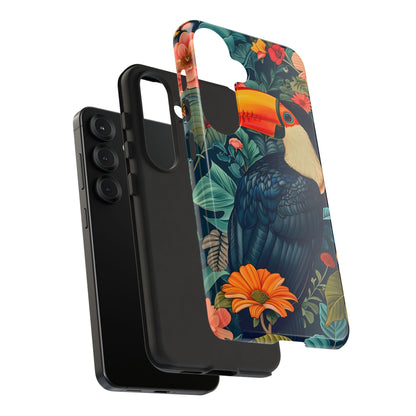 Tropical Toucan Phone Case - Cute Animal Design, Nature Lover Gift, Floral Pattern, Bird Lover Accessory, Summer Vibes