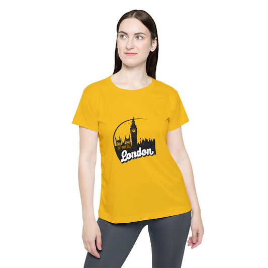 Women’s  Sports Jersey -  Lovely London - Bright Yellow Activewear with Iconic Skyline Design