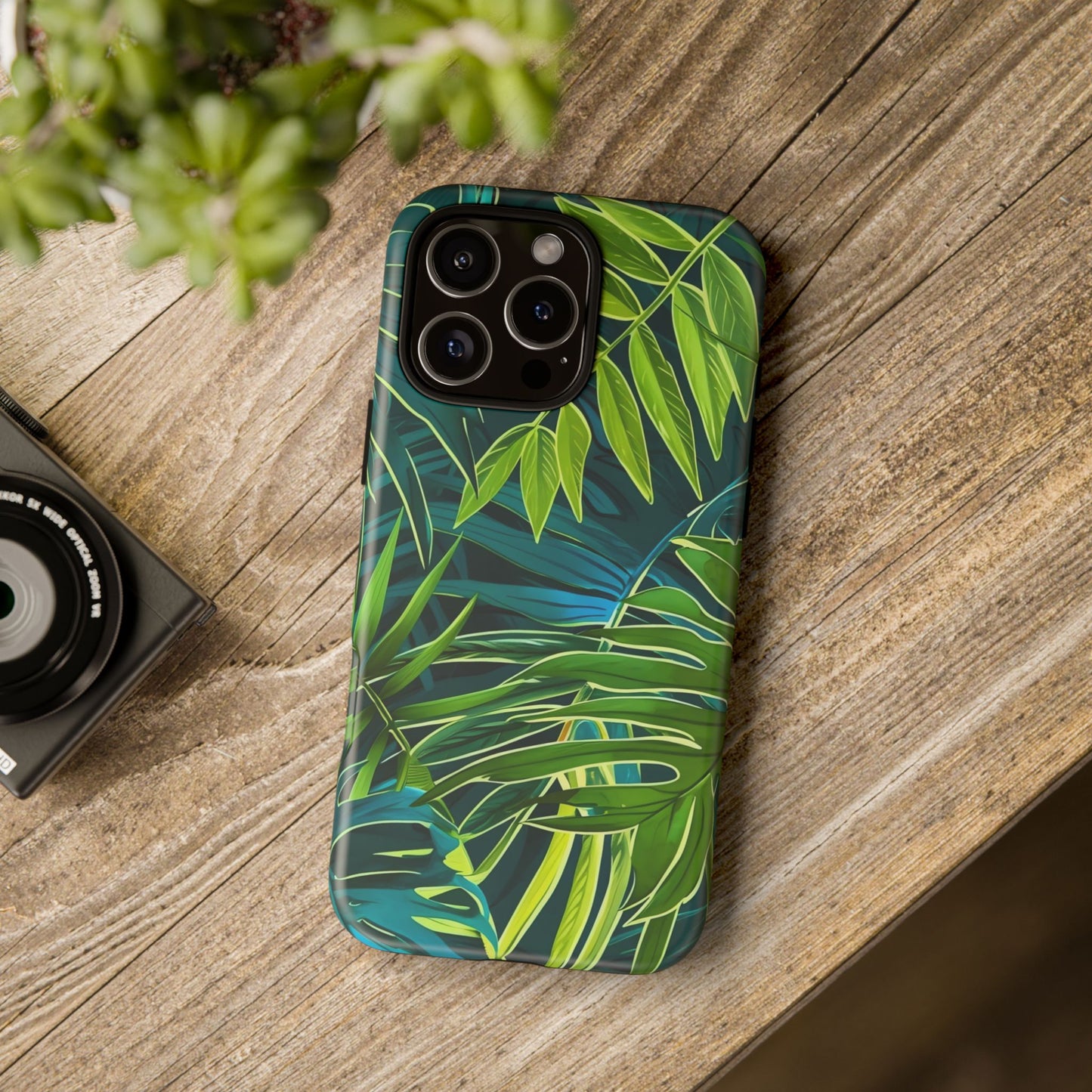 Tropical Phone Case - Durable Green Leaf Design, Eco-Friendly Gift, Trendy Accessory, Nature Lover's Case, Summer Vibes