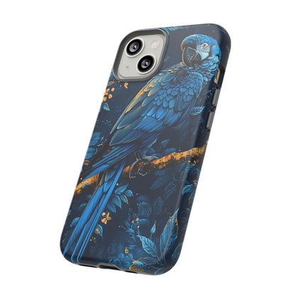 Tough Cases - Vibrant Blue Parrot Phone Case, Tropical Bird Phone Cover, Nature Lover Gift, Eco-Friendly Accessories, Unique Wildlife Decor