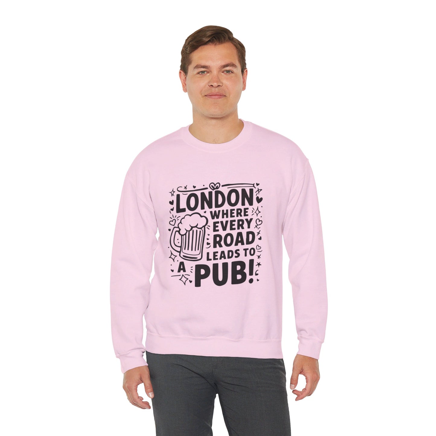 Unisex Heavy Blend™ Crewneck Sweatshirt Cozy - Every Road Leads to pub