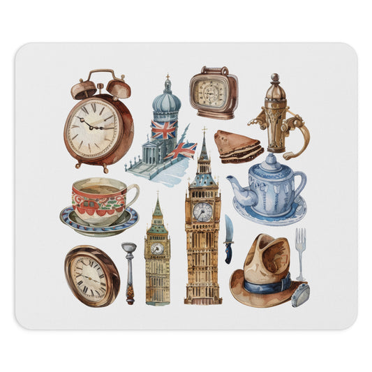 Watercolor Vintage Clock Mouse Pad, Home Office Decor, Gift for Him, Desk Accessories, Unique Mouse Mat, Vintage Style Mousepad