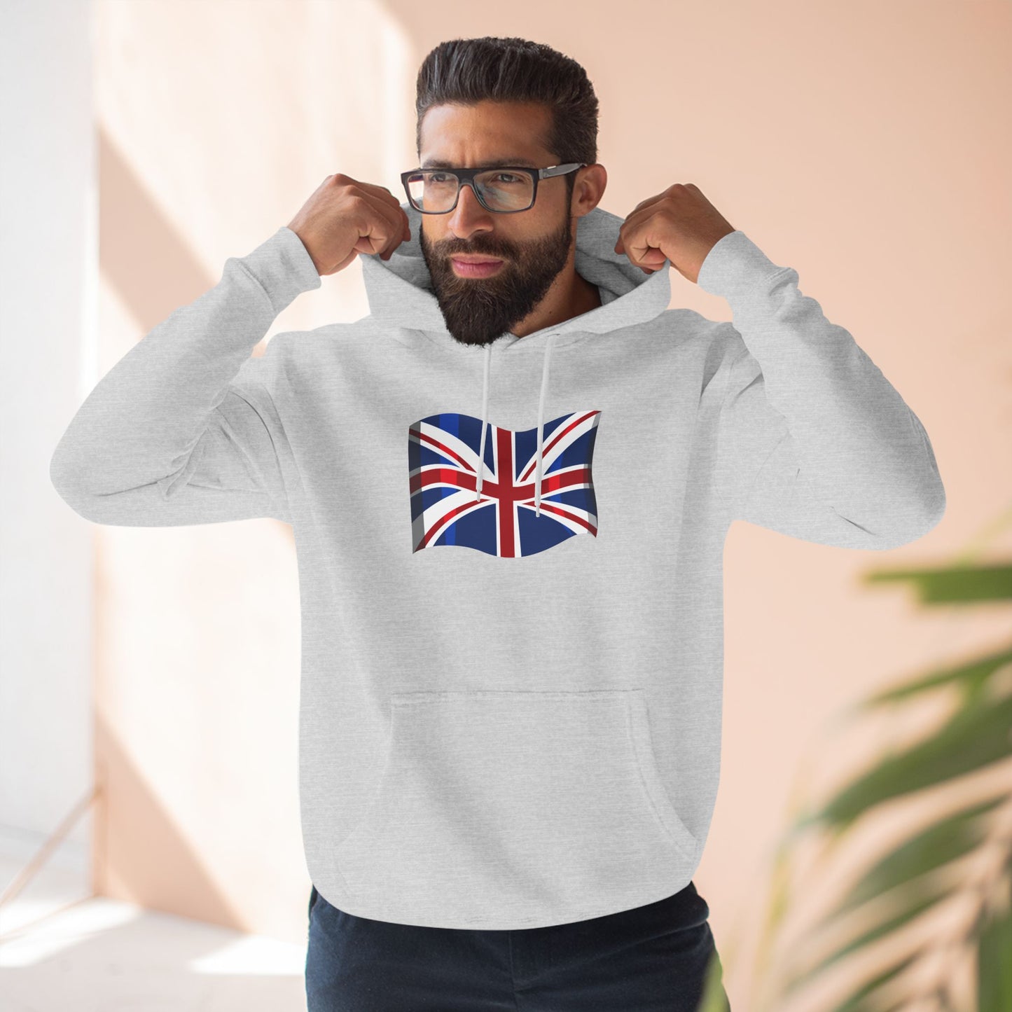 Three-Panel Fleece Hoodie - Trendy UK Flag Iconic