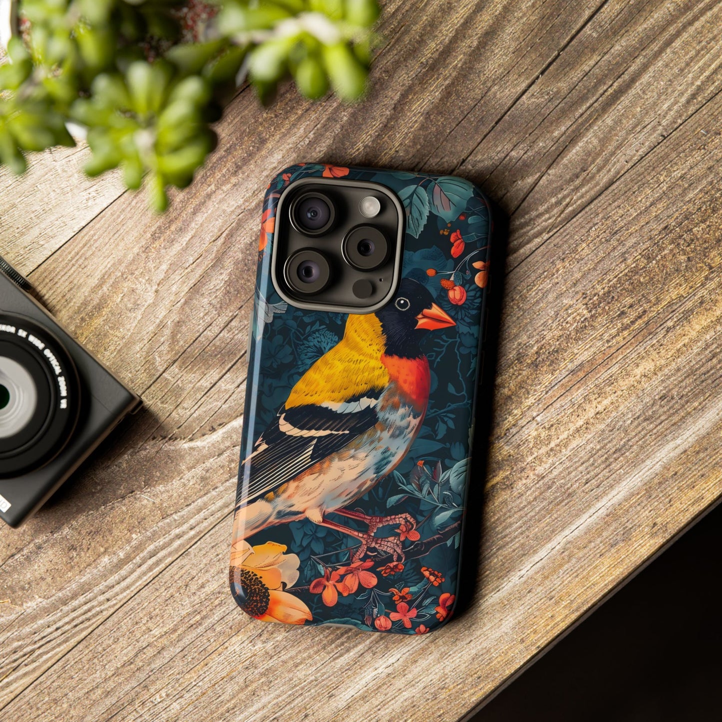 Colorful Bird Phone Case, Floral Phone Cover, Tough Phone Protector, Nature Lover Gift, Botanical Case, Unique Mobile Accessory