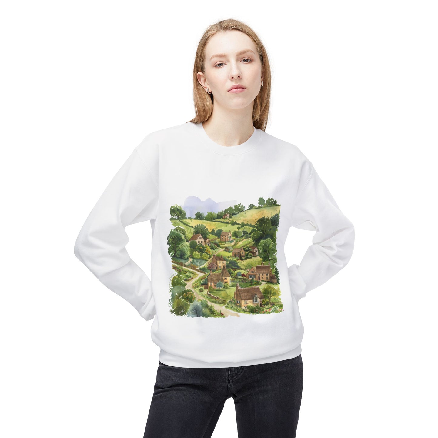 Unisex Midweight Softstyle Fleece Crewneck Sweatshirt - Elegant and Refreshing British Nature