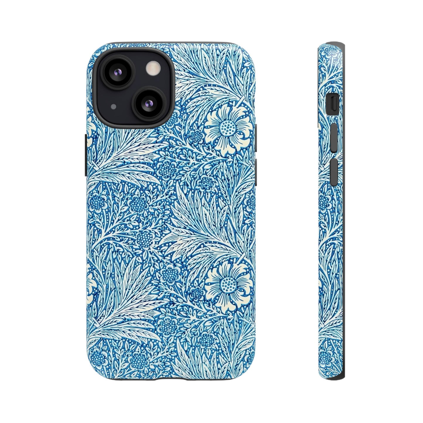 Stylish Phone Case, Tough Floral Phone Cover, Fashionable Tech Accessory, Gift for Her, Blue Flower Design