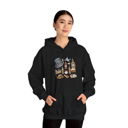 Unisex Heavy Blend™ Hooded Sweatshirt - Old World Charm - Vintage English Icons
