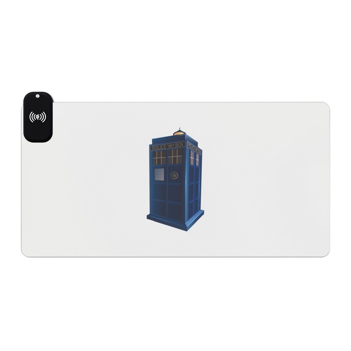 Blue Police Box (TARDIS Style) - LED Gaming Mouse Pad - Wireless Charging, Illuminated Mousepad for Gamers, Desk Accessories for Home Office, Tardis Design, Gamer Gift