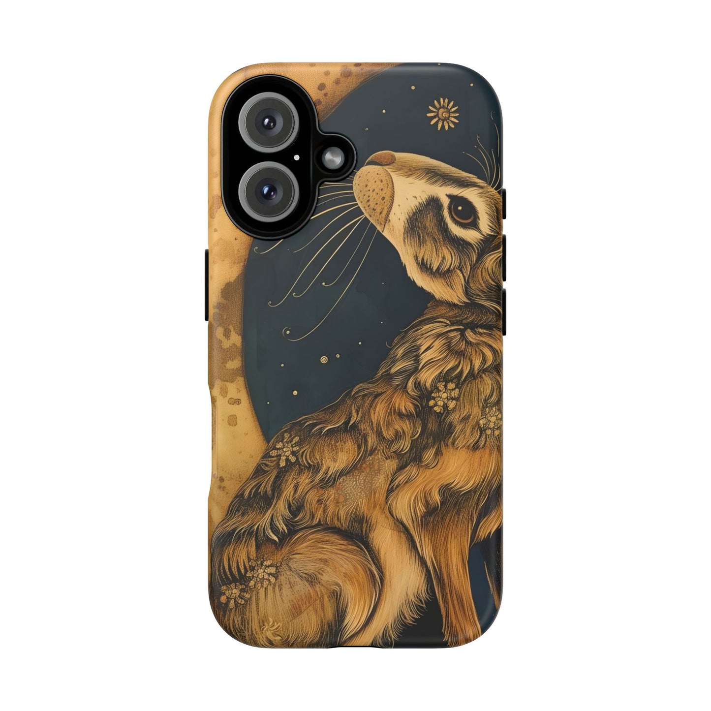 Artistic Phone Case with Celestial Hare Design, Tough Cases, Unique Gifts, Nature Lovers, Phone Accessories, Bohemian Style