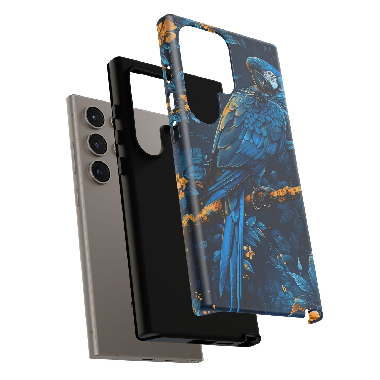 Tough Cases - Vibrant Blue Parrot Phone Case, Tropical Bird Phone Cover, Nature Lover Gift, Eco-Friendly Accessories, Unique Wildlife Decor