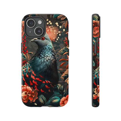 Floral Peacock Phone Case, Tough Cases, Artistic Phone Cover, Unique Gift, Nature Lover Accessory, Protective Case