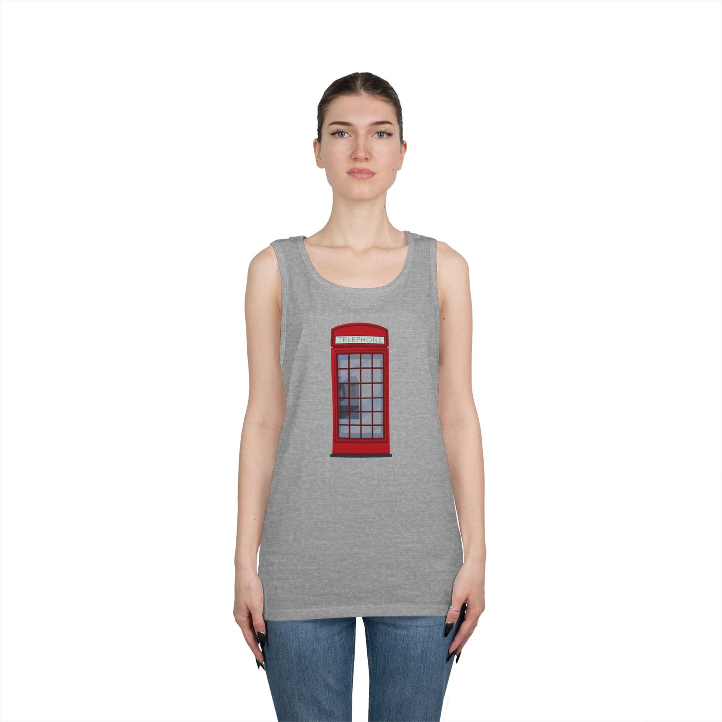 Unisex Heavy Cotton Tank Top - Iconic British Public Telephone