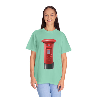 Unisex Garment-Dyed T-shirt - Classic UK Royal Mailbox Design - British Postbox Icon