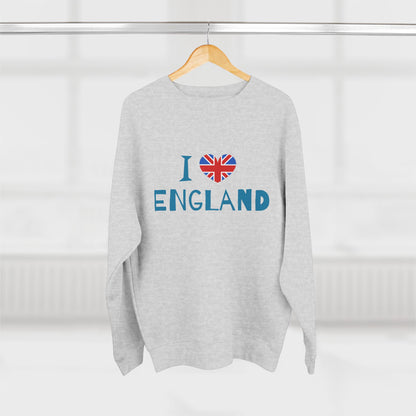 Unisex Crewneck Sweatshirt - I Love England - Union Jack Heart Design