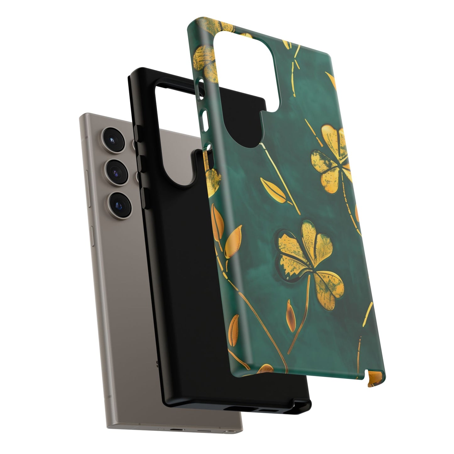Floral Phone Case with Gold Accents, Tough Phone Cover, Stylish Phone Protector, Unique Gift for Her, Nature Lover Accessory