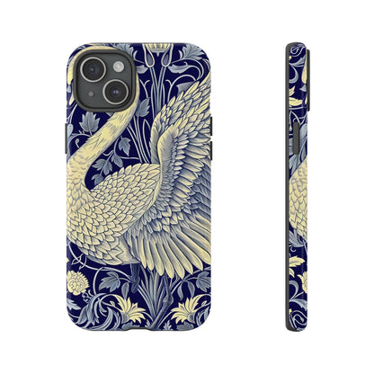 Elegant Swan Phone Case, Floral Design, Tough Cases for Gift, Stylish Protection, Unique Phone Accessory, Modern Floral Art