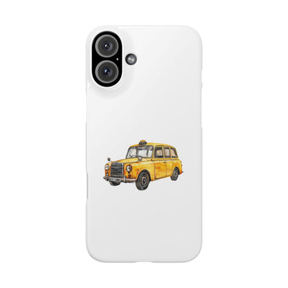 Vintage Yellow Taxi Slim Phone Case, NYC Taxi Accessory, Perfect Gift for Travelers, Phone Protection, Car Enthusiasts, Urban Style
