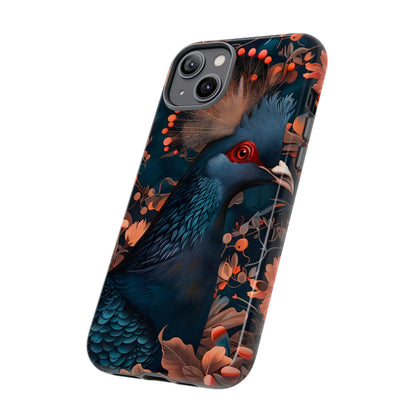 Vibrant Phone Case with Floral Peacock Design - Tough Cases, Artistic Phone Cover, Unique Gift for Nature Lovers, Stand Out Tech Accessory