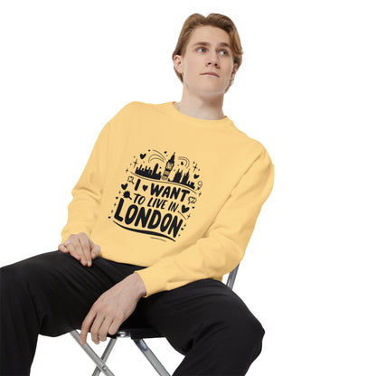 Unisex Garment-Dyed Sweatshirt Elegant - Living my Best in London