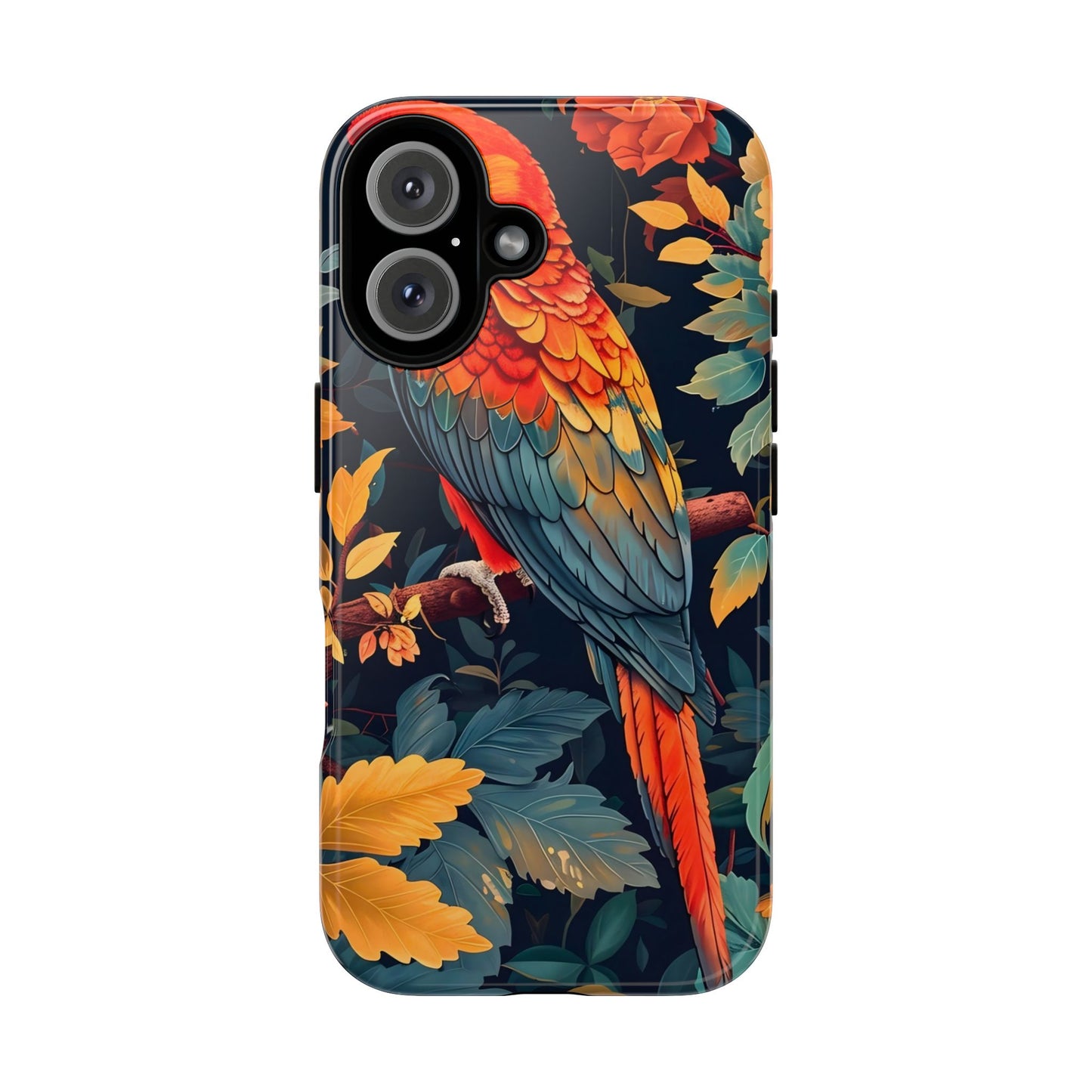Tough Cases - Tropical Parrot Phone Case, Bohemian Phone Cover, Vibrant Floral Design, Bird Lover Gift, Travel Accessory