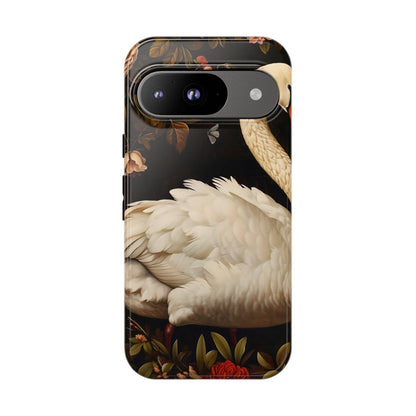 Elegant Swan Phone Case, Floral iPhone Cover, Tough Phone Case, Gift for Her, Nature Lover, Mother's Day, Birthday