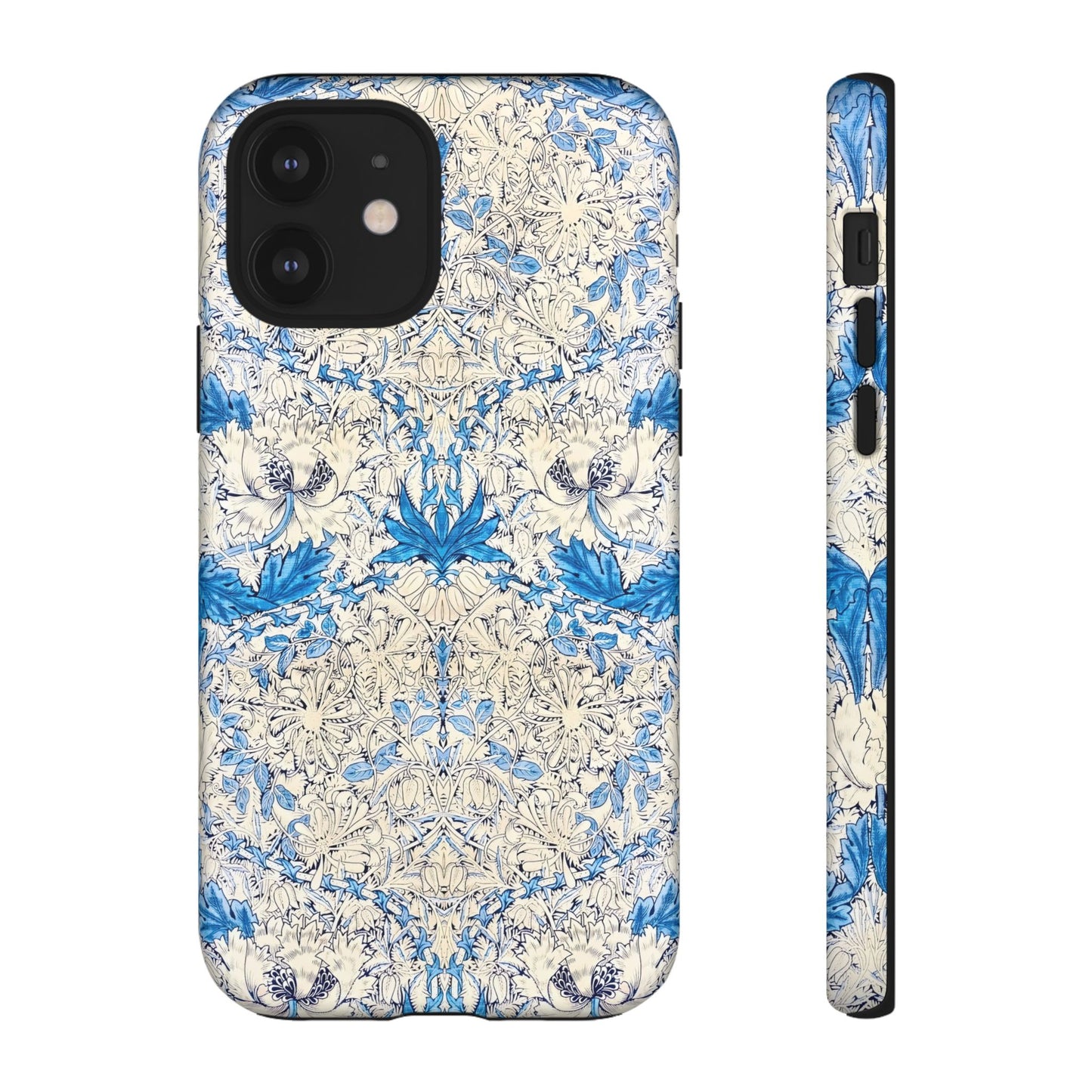 Elegant Floral Phone Case, Tough iPhone Cover, Stylish Mobile Protector, Blue Patterned Case, Unique Gift for Her