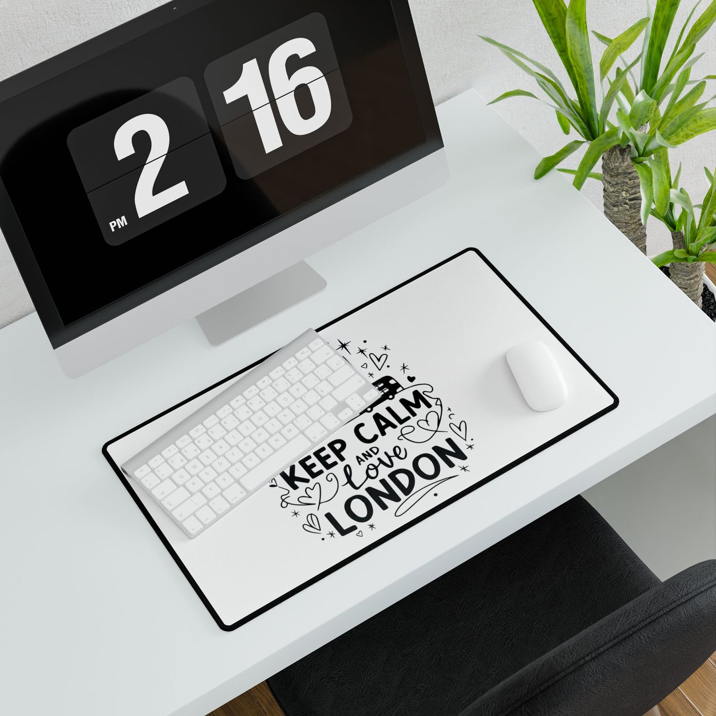 London Themed Desk Mat - Keep Calm & Love London, Home Office Décor, Desk Accessories, Gift for Travelers, Office Supplies