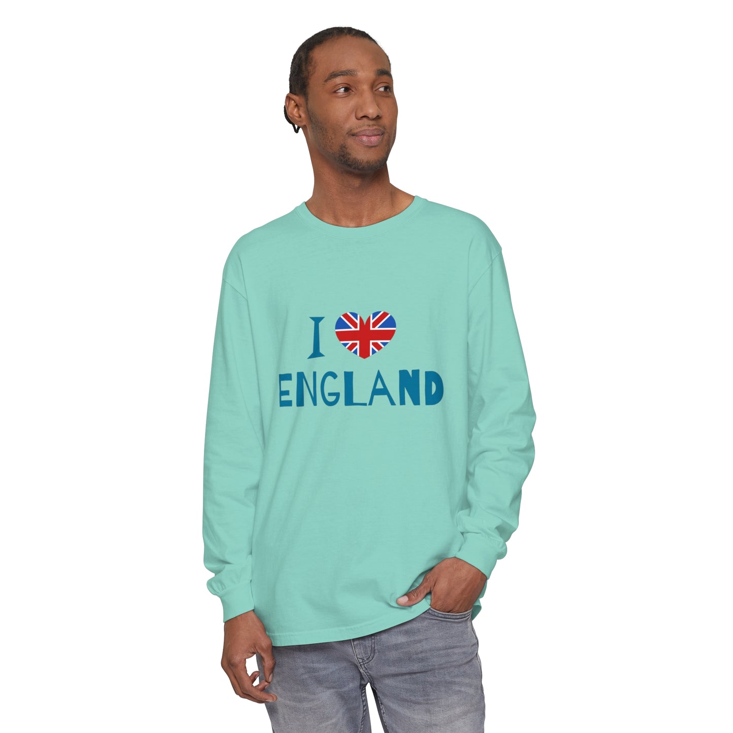 Unisex Garment-dyed Long Sleeve T-Shirt Relaxed - I love England