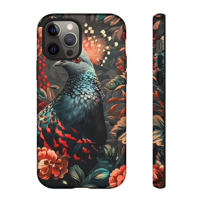 Floral Peacock Phone Case, Tough Cases, Artistic Phone Cover, Unique Gift, Nature Lover Accessory, Protective Case
