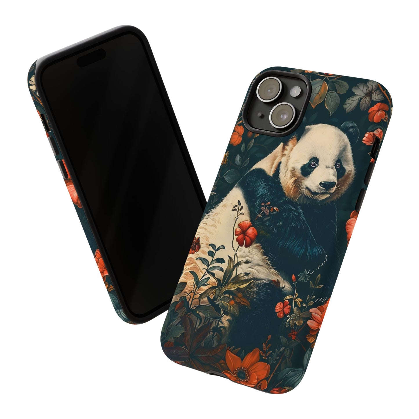 Panda Phone Case, Floral Design Phone Cover, Cute Panda Gift, Nature-Inspired Case, Animal Lover Accessory