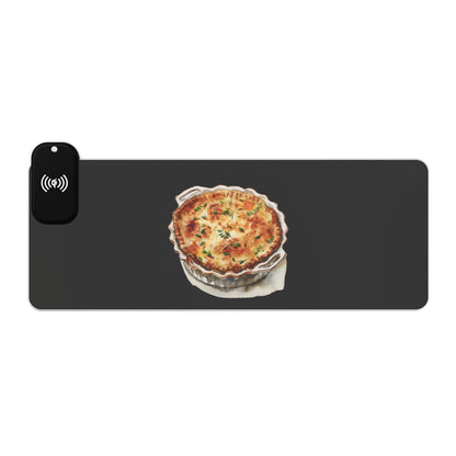 Savory Quiche – British Cuisine Delight - LED Gaming Mouse Pad - Wireless Charging, Gaming Desk Accessories, RGB Light Up Mouse Pad, Office Decor, Geek Gift Idea