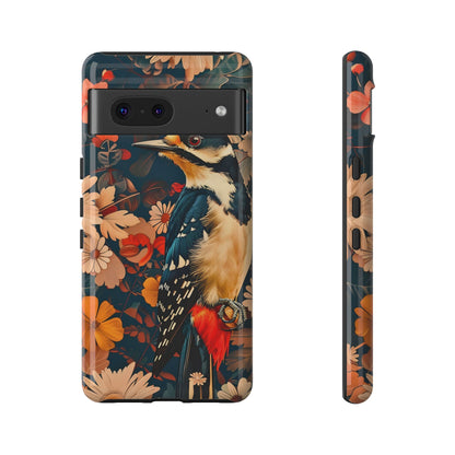 Artistic Bird Phone Case, Unique Tough Cases for Nature Lovers, Floral Design, Cute Gift, Customized Phone Accessories