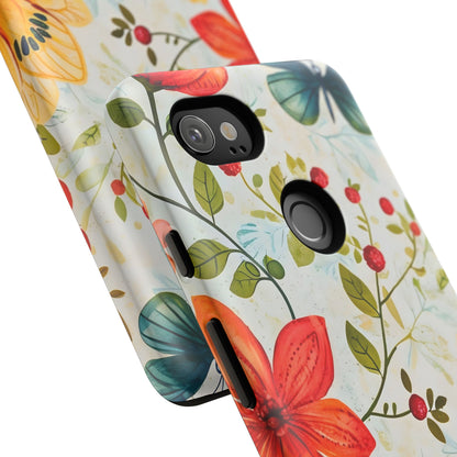 Floral Phone Case with Butterflies, Flower Design, Tough Phone Cover, Nature Lover Gift, Stylish Phone Accessory, Eco-Friendly