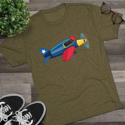 Vintage Airplane Illustration - Retro Aviation Cozy Unisex Tri-Blend Crew Tee