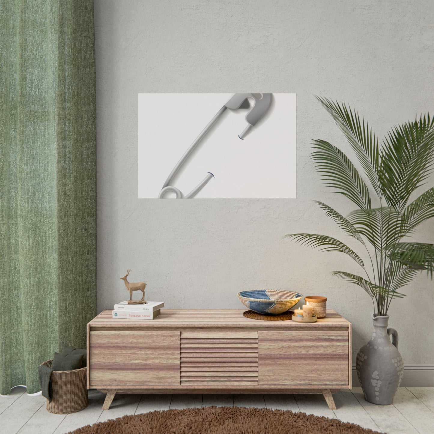 Minimalist Safety Pin Wall Art, Modern Decor, Unique Gift, Home Aesthetic, Art Print, Rolled Poster, Contemporary Interior Design
