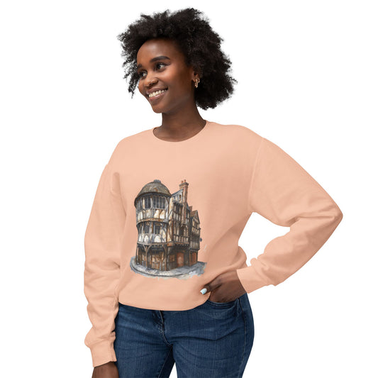 Unisex Lightweight Crewneck Sweatshirt - London’s Warm Corners - The Cozy Pub Scene