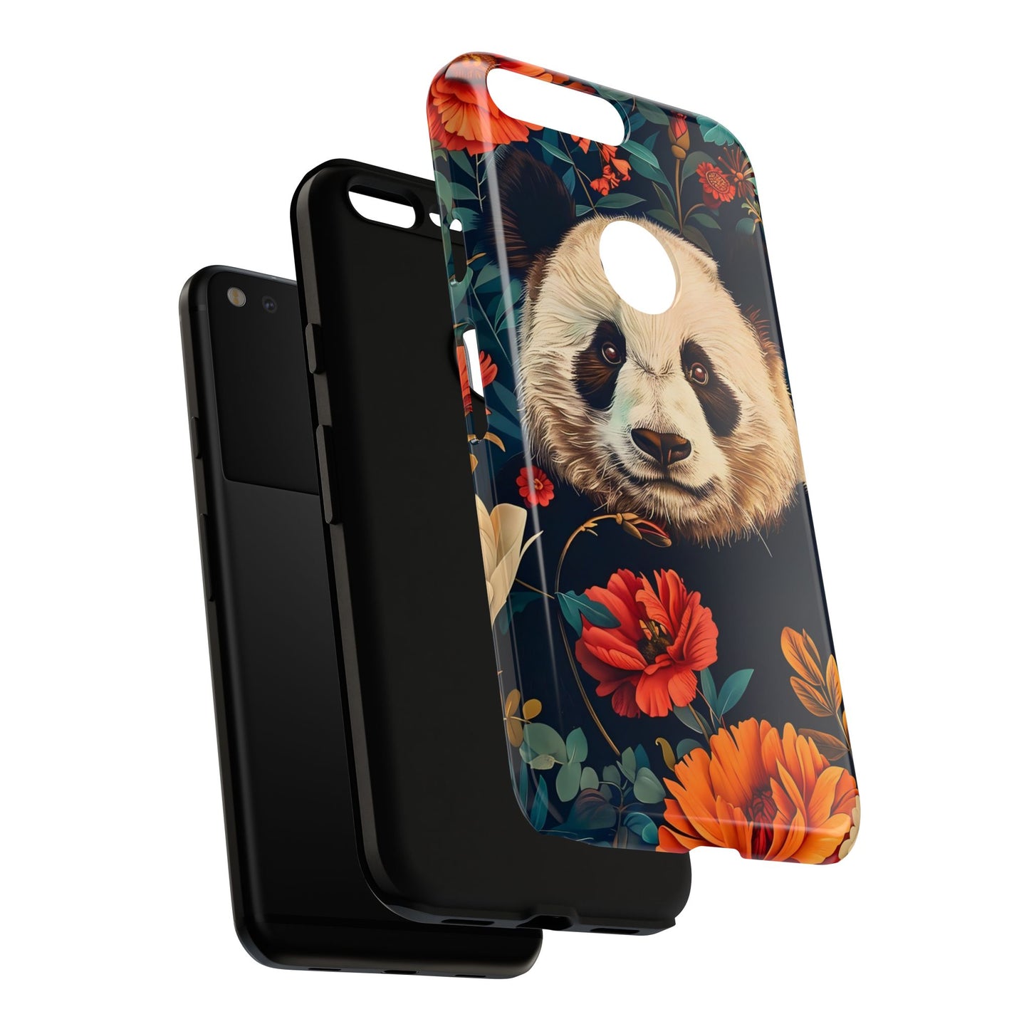 Panda Floral Phone Case, Tough Cases, Cute Animal Case, Floral Design, Gifts for Animal Lovers, Phone Accessories