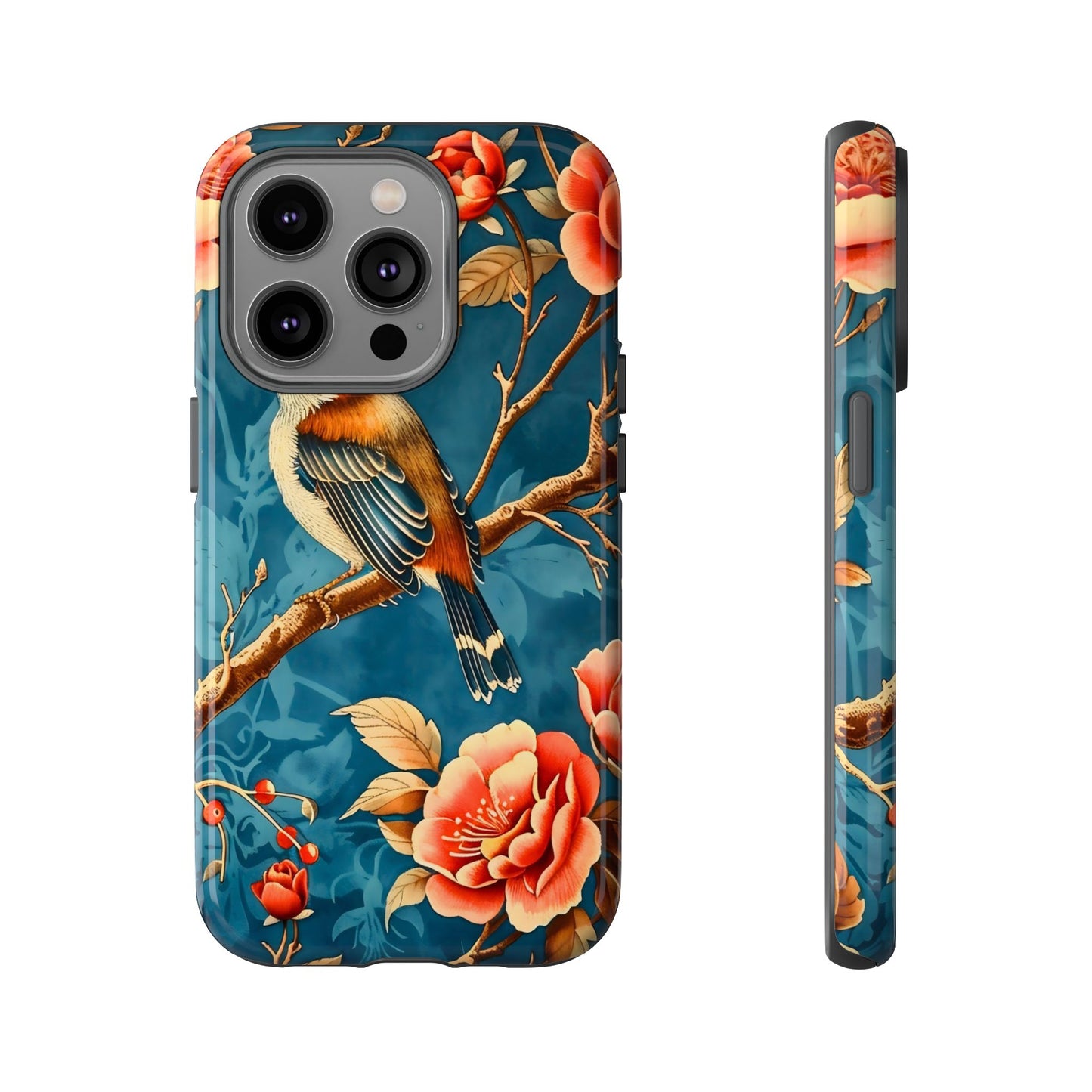 Bird & Floral Phone Case, Tough Cases for Nature Lovers, Gift for Her, Customizable Design, Vibrant Tech Accessories
