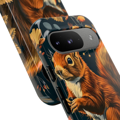 Squirrel Floral Phone Case, Tough Cases for Nature Lovers, Cute Animal Design, Fall Aesthetic, Perfect Gift for Her