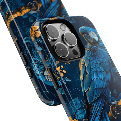 Tough Cases - Vibrant Blue Parrot Phone Case, Tropical Bird Phone Cover, Nature Lover Gift, Eco-Friendly Accessories, Unique Wildlife Decor